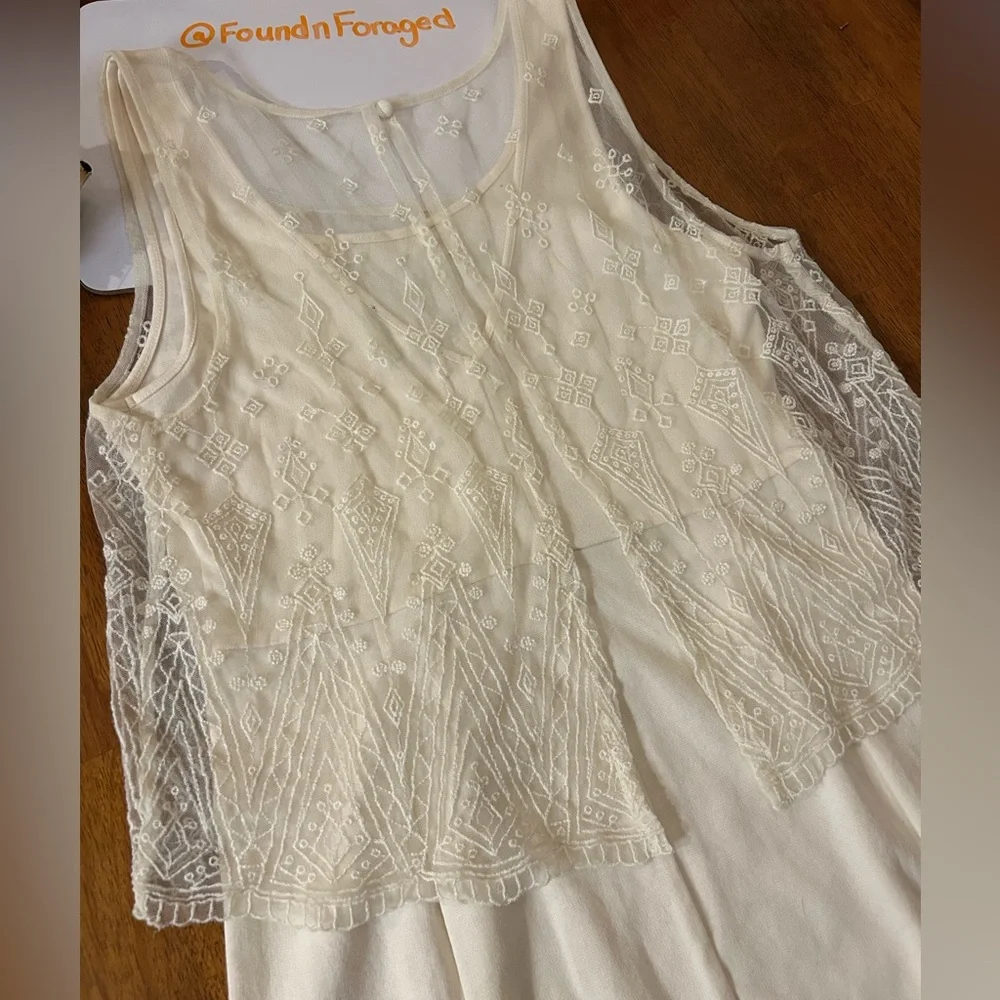 American Eagle Ivory Lace Overlay Dress– Size 6 | Embroidered | Boho Cottagecore - Picture 8 of 16
